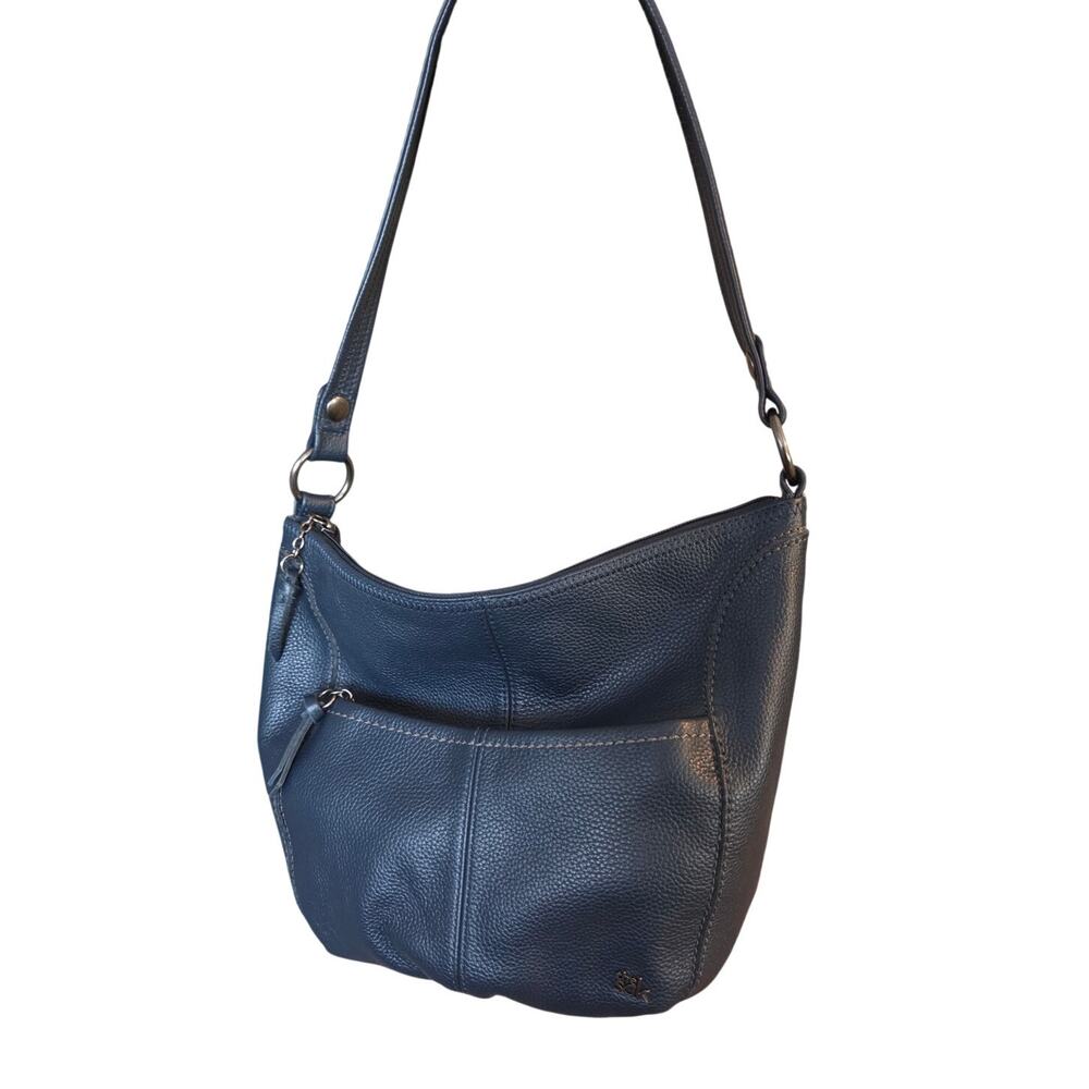 The sak 100% leather iris hobo shoulder bag large purse indigo navy pebbled